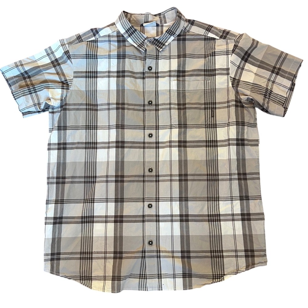 Columbia Button Down Shirt Mens Grey Plaid Short Sleeve XXL